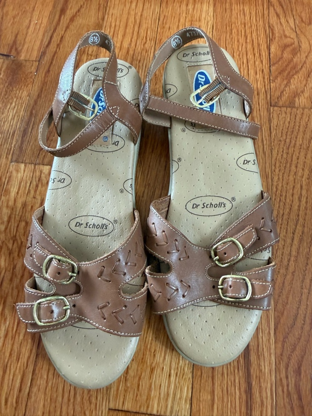 Dr. Scholl's Brown Leather Double-Buckle Sandals SAS style NWOT